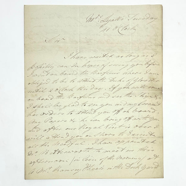 Admiral Robert Calder - Autograph Letter Signed