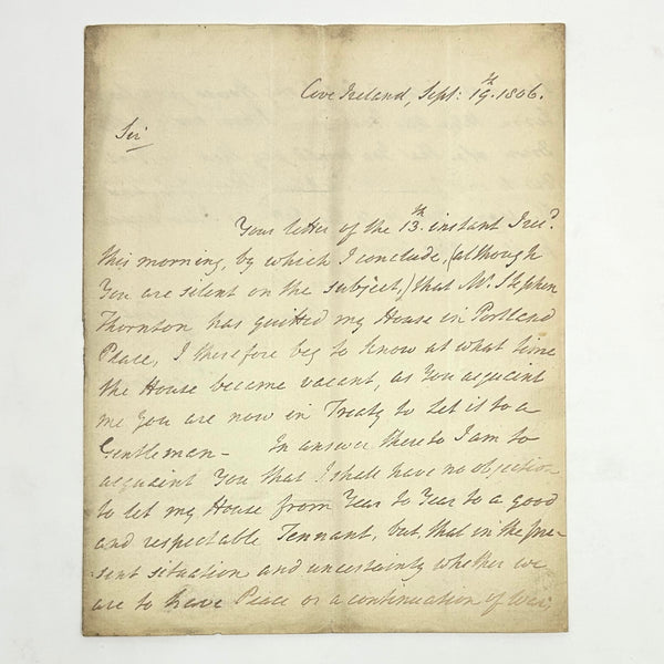 Admiral Alan Gardner - Autograph Letter Signed