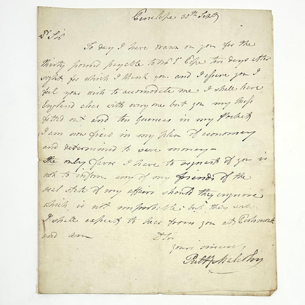 Admiral Sir Pulteney Malcolm - Autograph Letter Signed