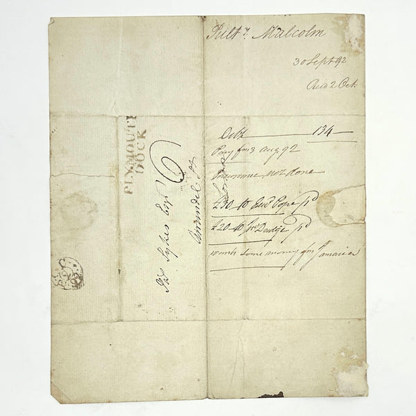 Admiral Sir Pulteney Malcolm - Autograph Letter Signed