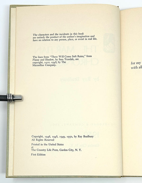 The Martian Chronicles, Ray Bradbury. First Edition w/ Signed Bookplate.