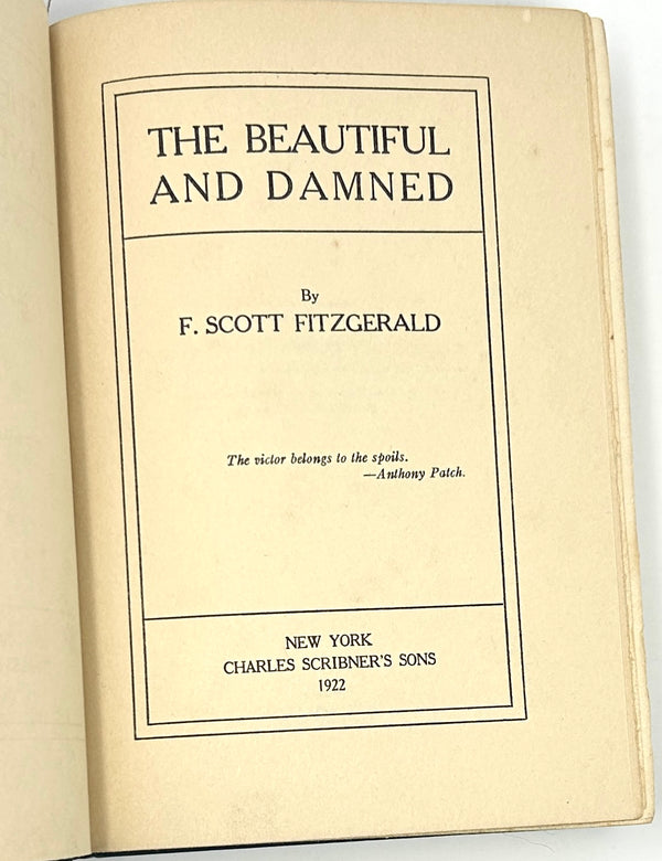 The Beautiful and the Damned. F. Scott Fitzgerald. First Edition.