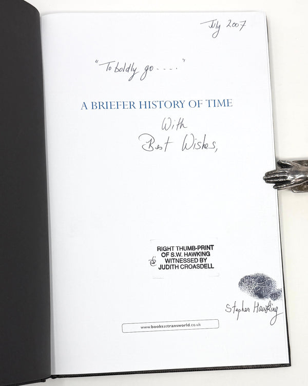 A Briefer History of Time, Stephen Hawking. First UK Edition, Signed w/ Thumbprint.