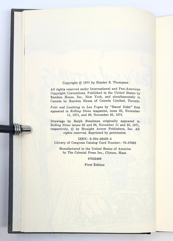 Fear and Loathing in Las Vegas, Hunter S. Thompson. First Edition.