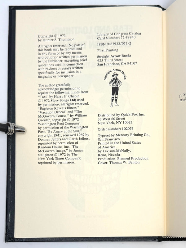 Fear and Loathing: On the Campaign Trail '72, Dr. Hunter S. Thompson. First Edition.