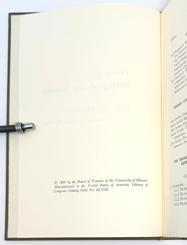 Theory of Self-Reproducing Automata, John von Neumann. First Edition.