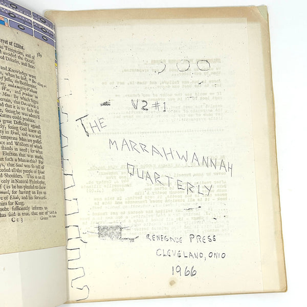 The Mary Jane Quarterly Vol. 2 No. 1  [Marrahwannah Quarterly]. First Edition.