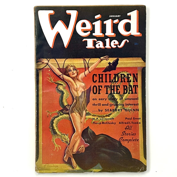 Weird Tales January 1937 ~ "Children of the Bat" Cover. H.P. Lovecraft et al.