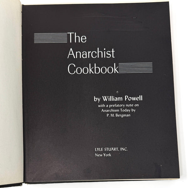 The Anarchist Cookbook, William Powell. Hardcover First Edition.