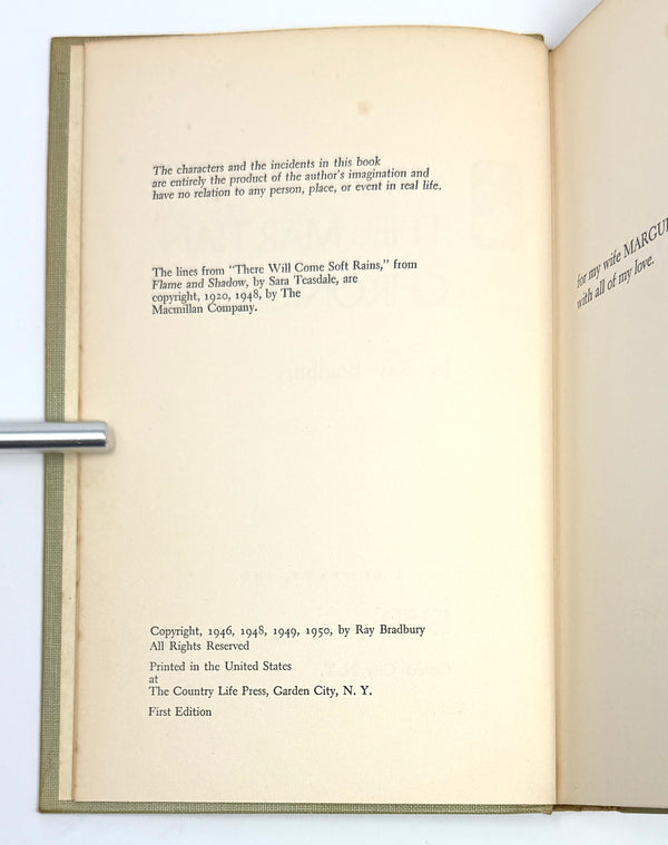 The Martian Chronicles, Ray Bradbury. Signed First Edition.