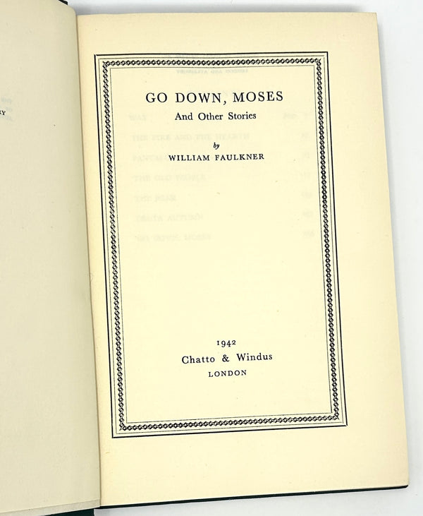 Go Down, Moses, William Faulkner. First UK Edition.