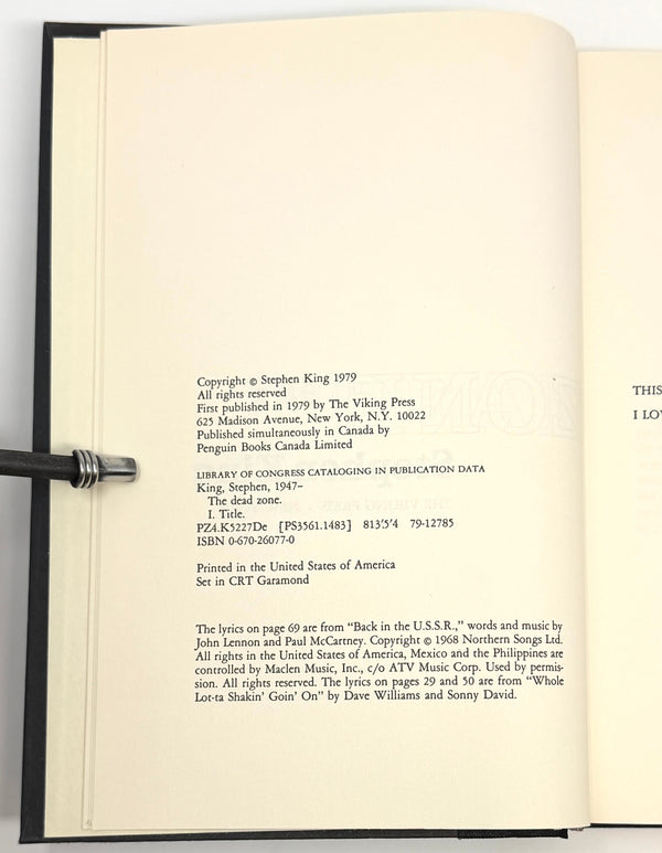 The Dead Zone, Stephen King. Signed First Edition.