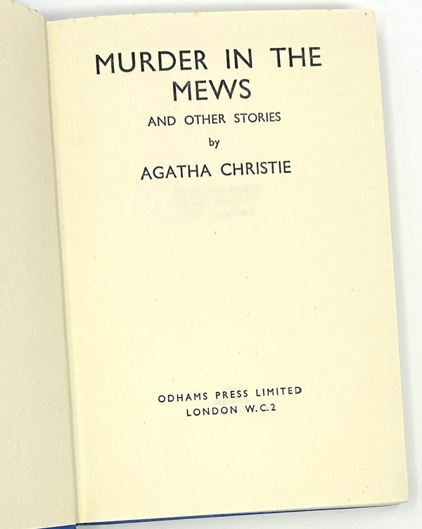 Murder in the Mews, Agatha Christie. Second Odhams Press Edition.