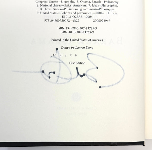 The Audacity of Hope, Barack Obama. Signed First Edition, Early Printing.