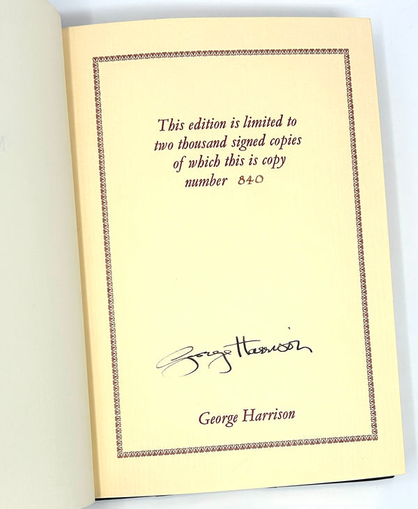 I, Me, Mine, George Harrison. Signed Limited First Edition.