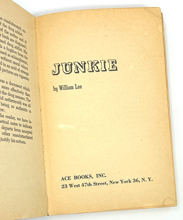 Junkie, William S. Burroughs. First Edition.