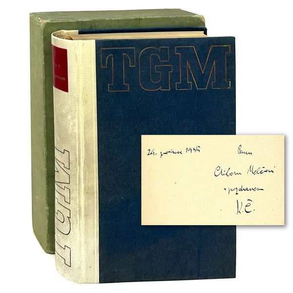 Hovory S T.G. Masarykem [Talks with T.G. Masaryk] Karel Capek. Signed and Inscribed 1935 Edition.