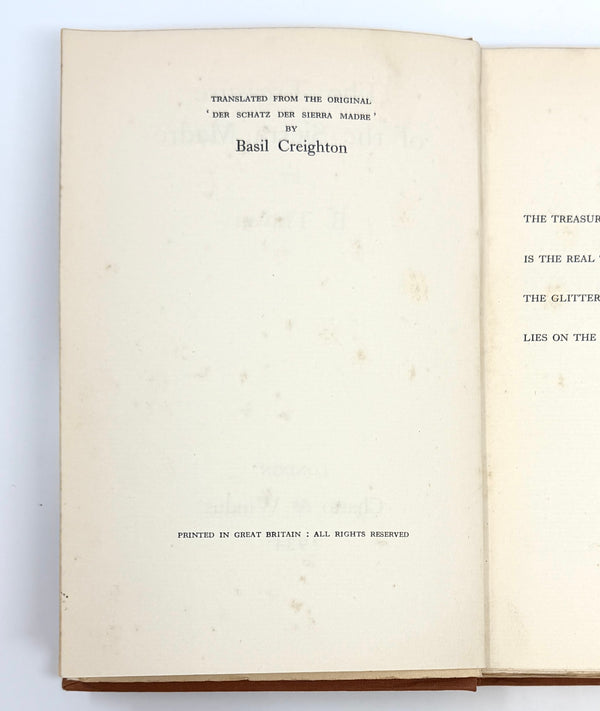 The Treasure of the Sierra Madre, B. Traven. First UK Edition.