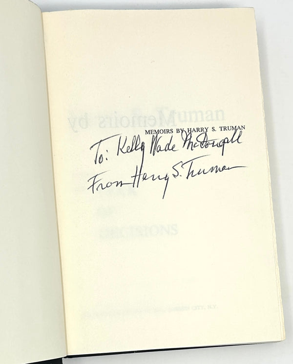 Memoirs by Harry S. Truman. Signed & Inscribed Two Volume Set.