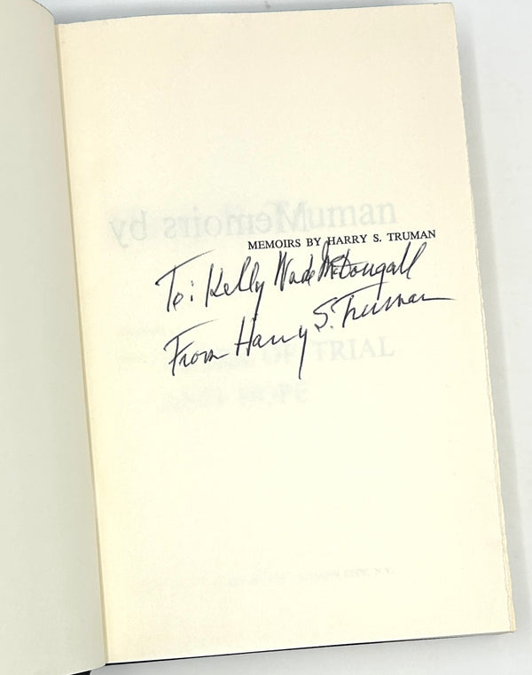 Memoirs by Harry S. Truman. Signed & Inscribed Two Volume Set.