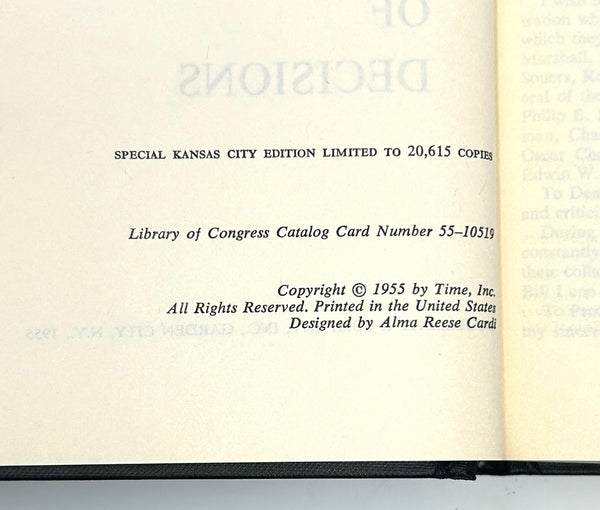 Year of Decisions, Harry S. Truman. Signed & Inscribed Limited Kansas City First Edition.