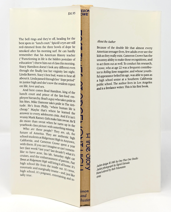 Fast Times at Ridgemont High, Cameron Crowe. First Edition.