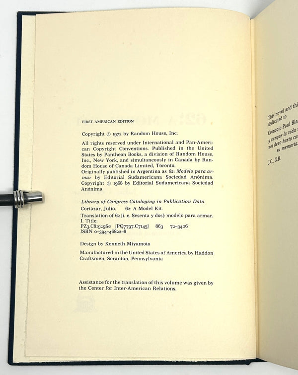 62: A Model Kit, Julio Cortázar. First American Edition.
