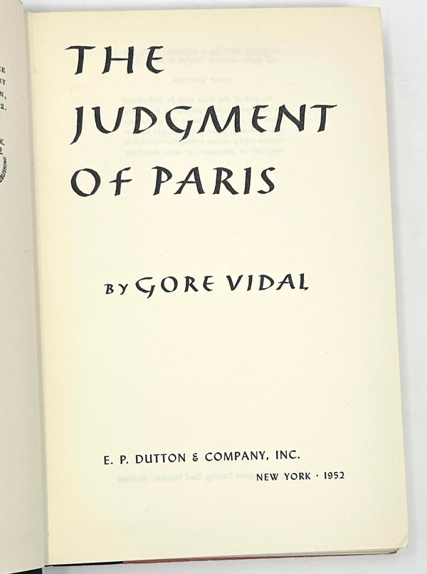 The Judgement of Paris, Gore Vidal. Signed First Edition.