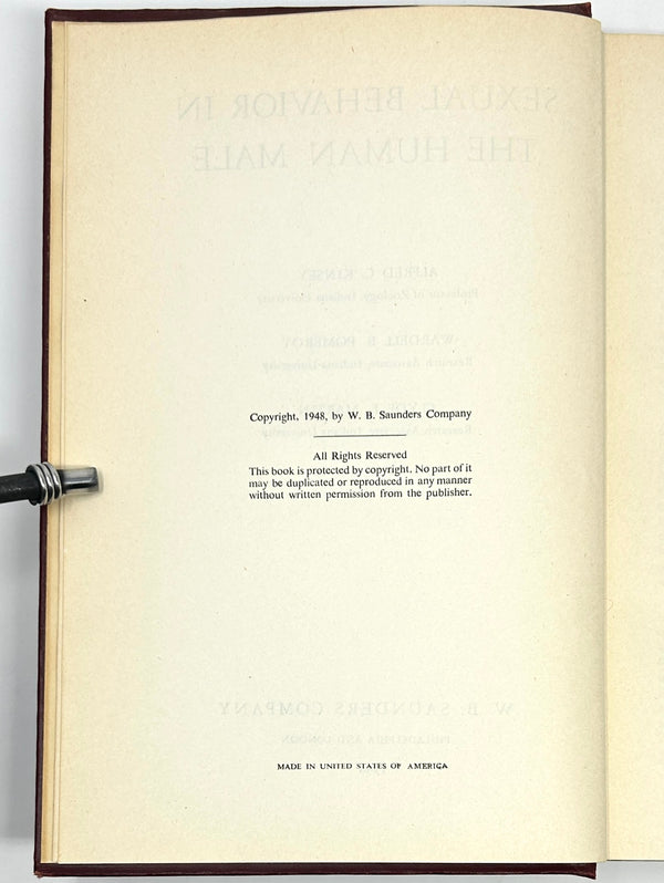 Sexual Behavior in the Human Male, Alfred Kinsey et al. First Edition.