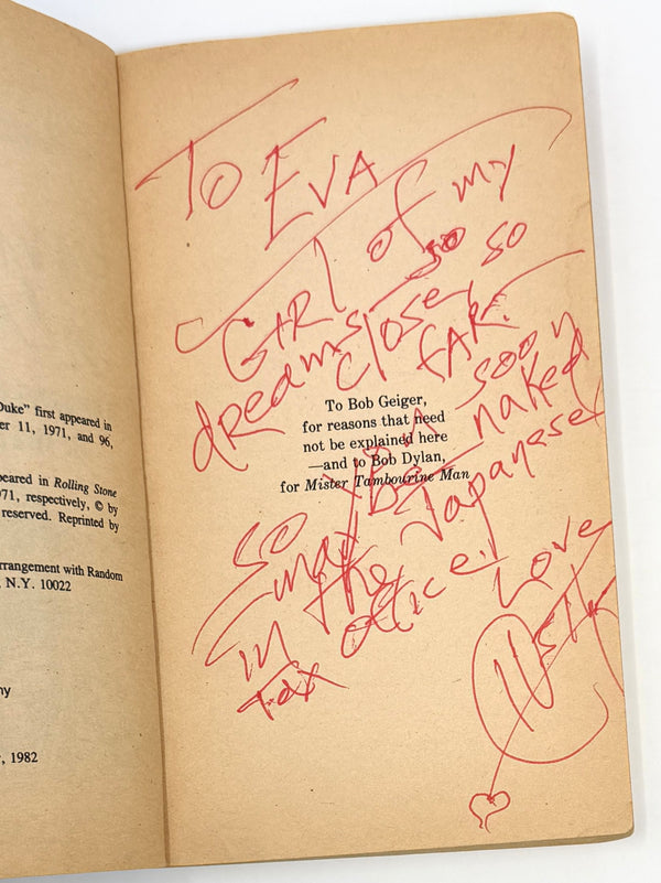Hunter S. Thompson – Association Group to Eva Morris. Presentation Copies Inscribed During His Final Interview.