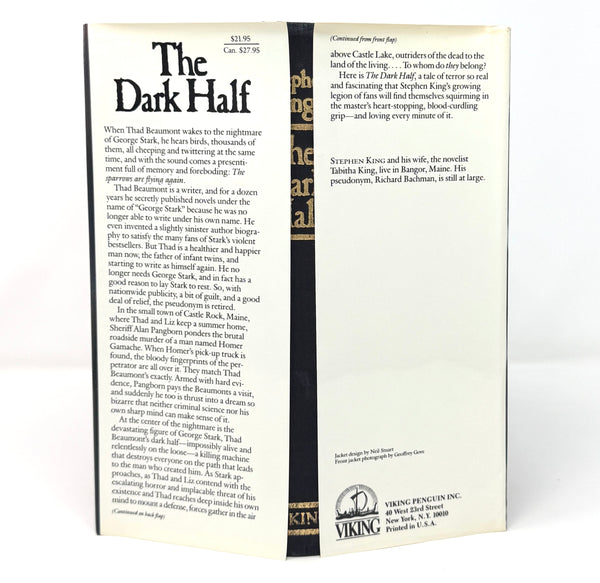 The Dark Half, Stephen King. Signed First Edition.