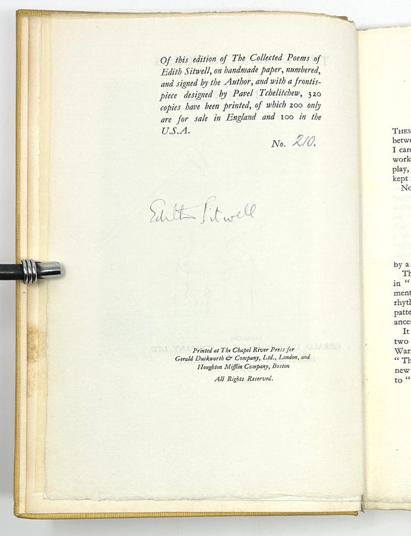 The Collected Poems of Edith Sitwell. Signed Limited First Edition, Presentation Copy to Isabella Gardner.