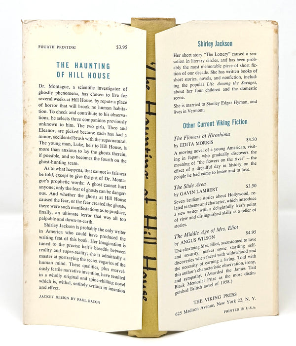 The Haunting of Hill House, Shirley Jackson. First Edition, Fourth Printing.