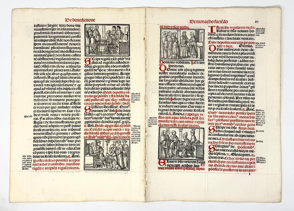 Early Printed Breviary Bifolium w/ Woodcuts & Musical Notation ~ Lucantonio Giunta