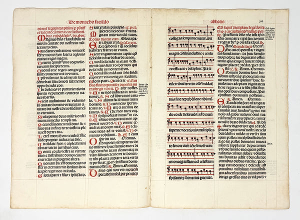 Early Printed Breviary Bifolium w/ Woodcuts & Musical Notation ~ Lucantonio Giunta