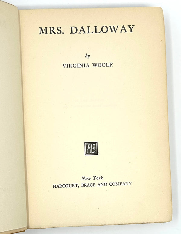 Mrs Dalloway, Virginia Woolf. First American Edition.