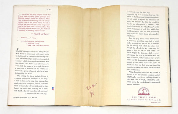 One Flew Over the Cuckoo's Nest, Ken Kesey. Signed & Inscribed First Edition.