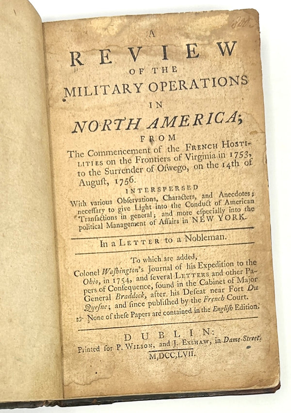 A Review of the Military Operations in North-America, [William Livingston]. Second Edition ~ 1757