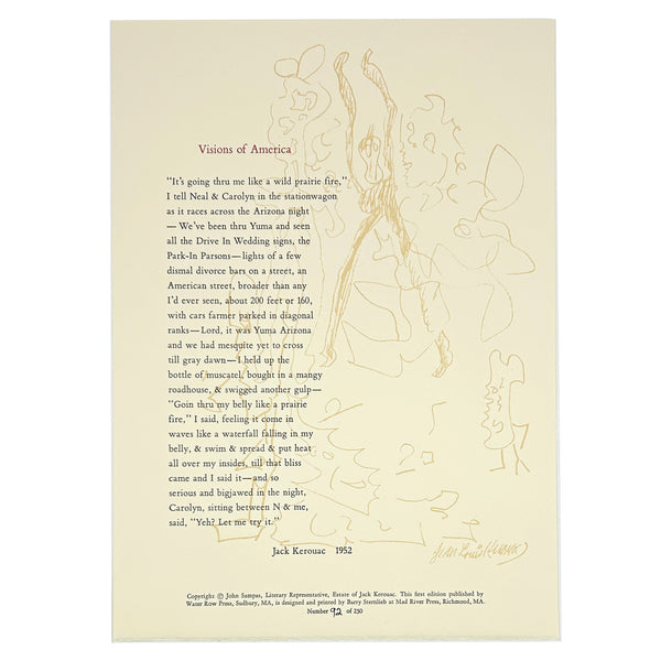 Visions of America, Jack Kerouac. Limited Edition Broadside.