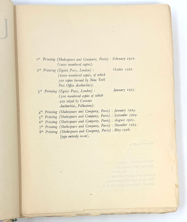 Ulysses, James Joyce. Eighth Printing.