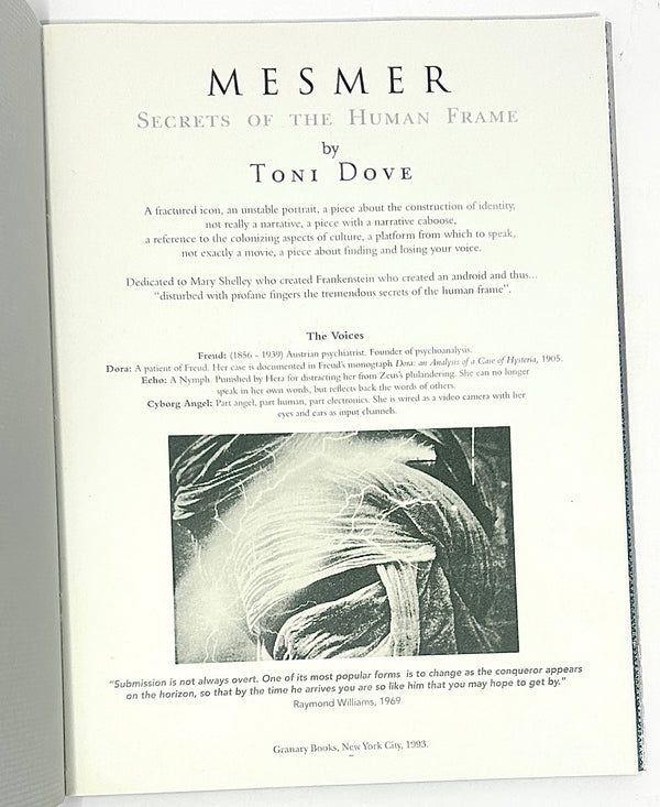 Mesmer: Secrets of the Human Frame, Toni Dove. Signed Limited First Edition.