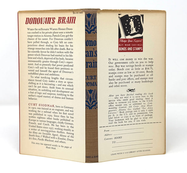 Donovan's Brain, Curt Siodmak. First Edition.