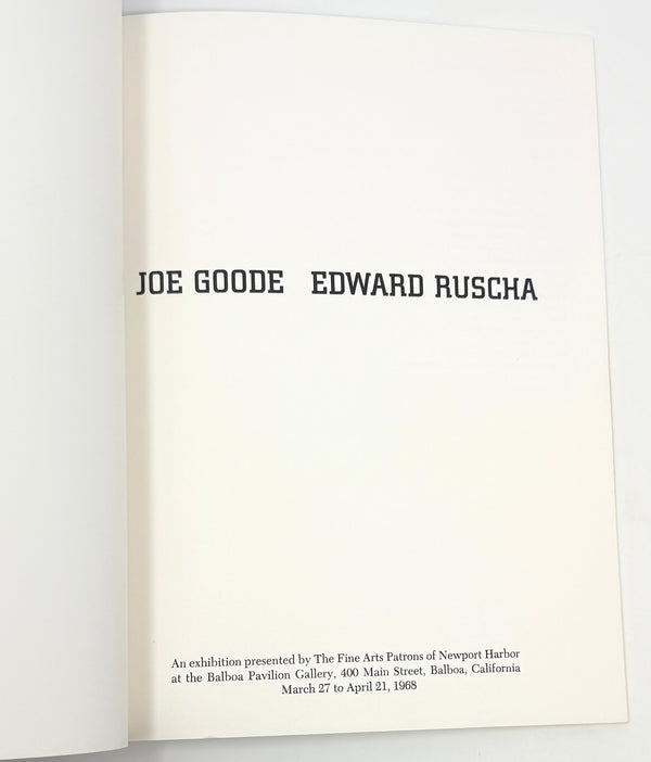 Joe Good - Edward Ruscha. Joint Exhibition Catalog.
