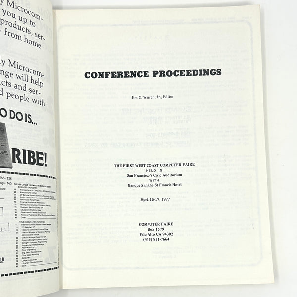 The First West Coast Computer Faire - Conference Proceedings: April 15-17, 1977.