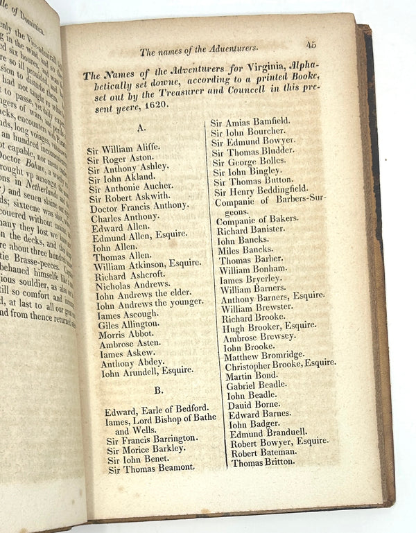 The True Travels, Adventures and Observations of Captaine John Smith. First American Edition.