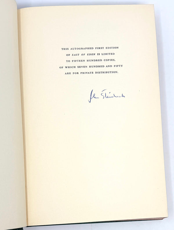 East of Eden, John Steinbeck. Signed Limited Edition.