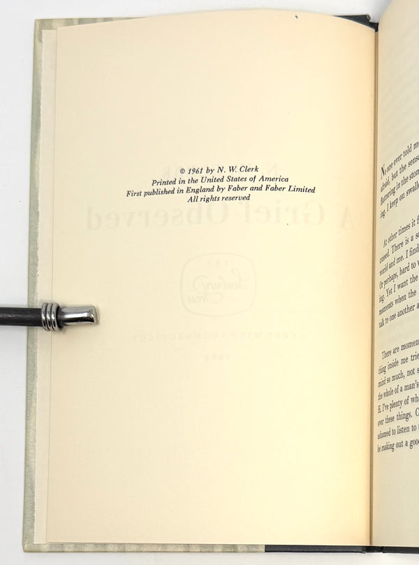 A Grief Observed, N.W. Clerk (C.S. Lewis). First American Edition.