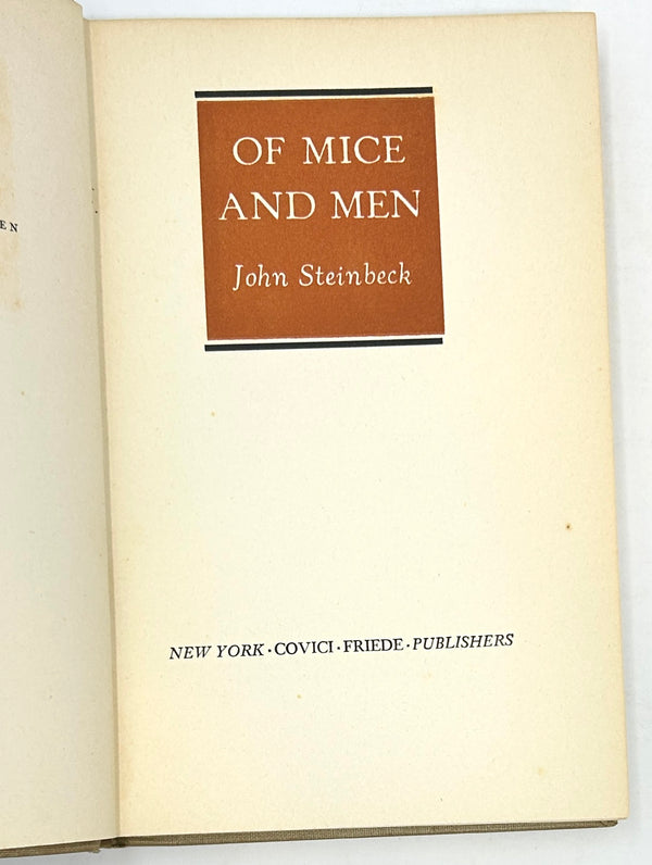 Of Mice and Men, John Steinbeck. First Edition.