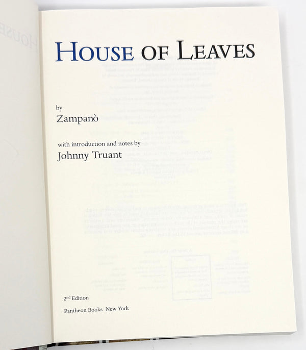 House of Leaves, Mark Z. Danielewski. Signed First Edition.