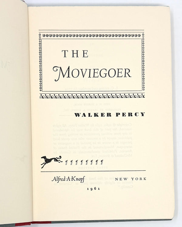 The Moviegoer, Walker Percy. First Edition.